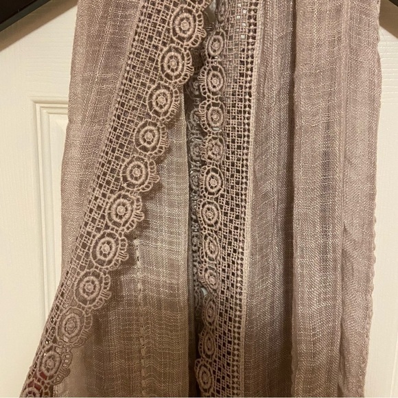 Grey Lace Crochet Lightweight Infinity Scarf - Picture 5 of 5